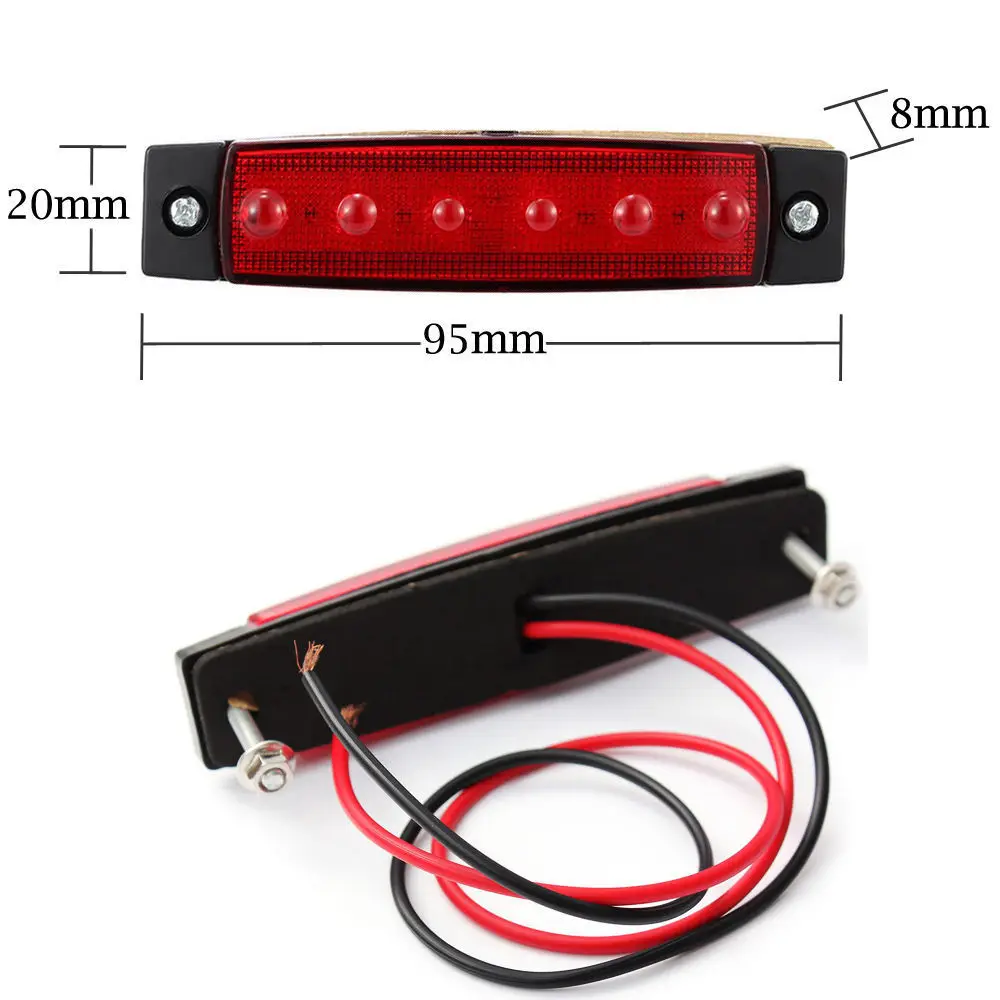 

Red Side Marker Light 28cm 6 LED Clearance Lamp Lorry RV Side BUS Boat