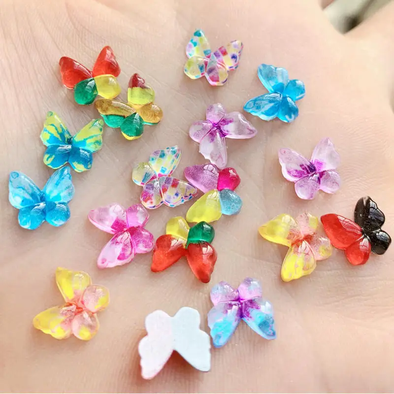 DIY 80 шт. Красочные бабочки с плоской задней стенкой Стразы искусственные и