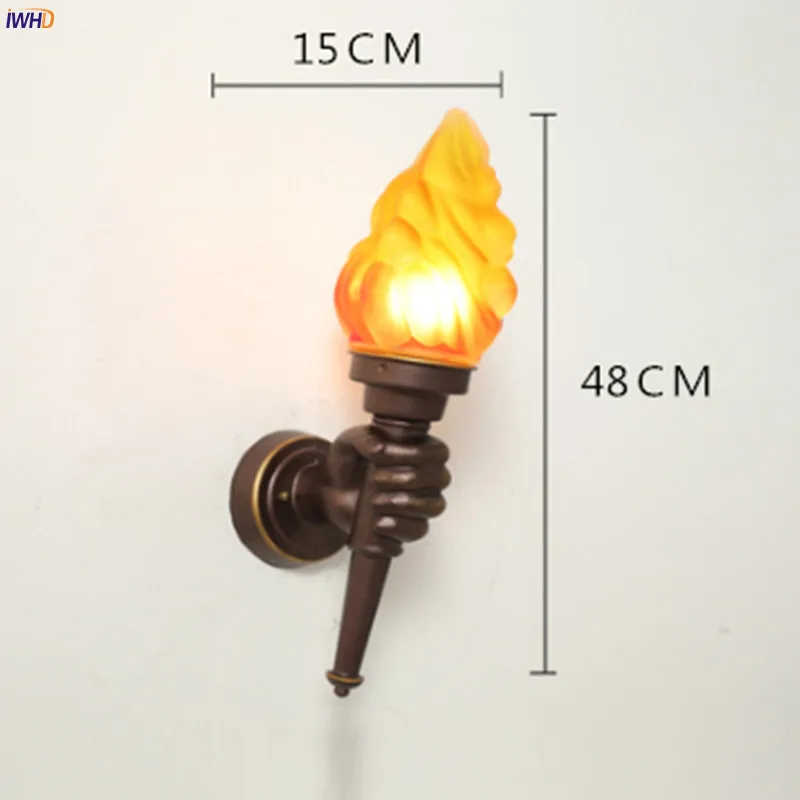 

Loft Style Wall Lamp Craetive Iron Torch Glass Lampshade IP44 Outdoor Light Bathroom Lights Fixture Wall Sconce Applique Murale