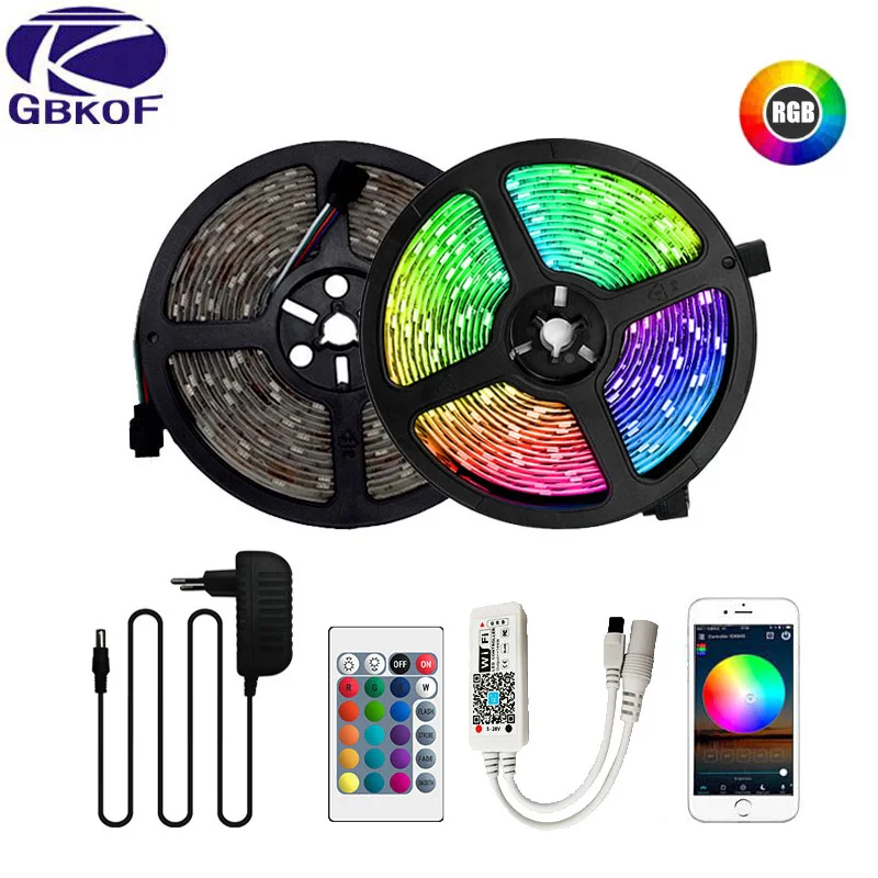 RGB Светодиодная лента 5 м 10 м 15 м водонепроницаемый светодиодный неоновый светильник 2835 5050 12 В 12 в 30 светодиодный s/m гибкий светильник ing лента контроллер адаптер Набор