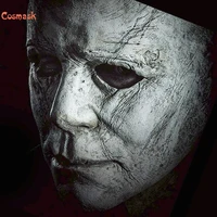 cosmask halloween michael myers mask trick or treat studio halloween party mike mel white full head latex mask