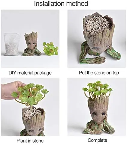 Новинка кашпо Грут горшок бонсай игрушка в виде дерева Милая модель для сада