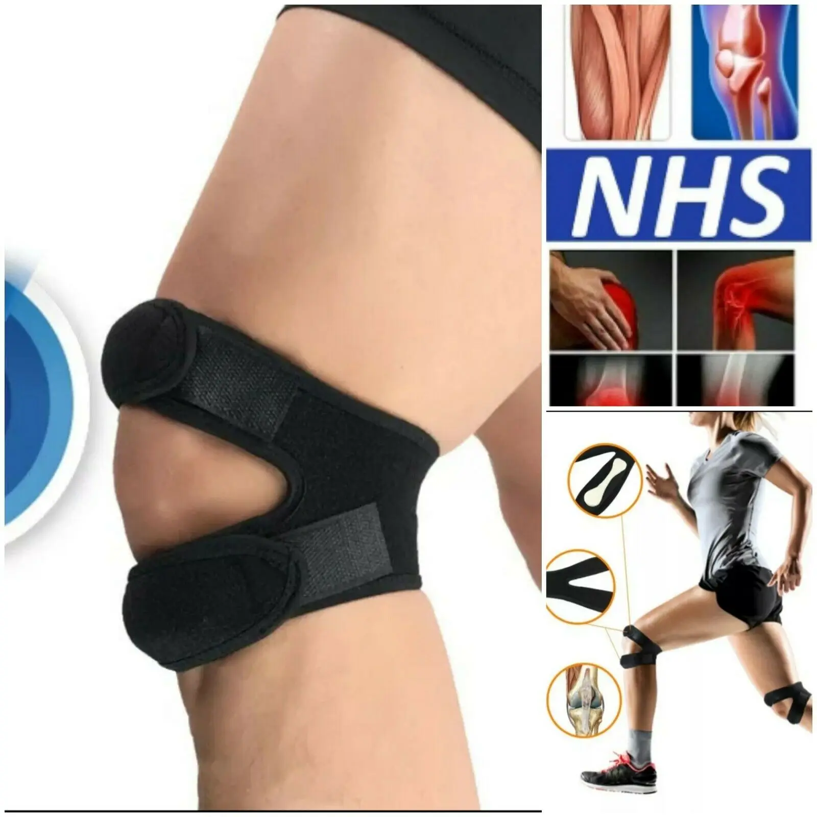 

New 1PCS Pressurized Knee Wrap Sleeve Support Bandage Pad Elastic Braces Knee Hole Kneepad Safety Basketball Tennis Cycling
