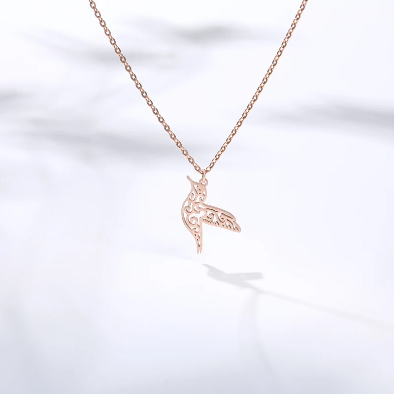 Cute Branch Bird Pendants Necklace Gold color Geometric Origami Hummingbird Clavicle Necklaces Charm Womens Fashion Jewelry | Украшения и
