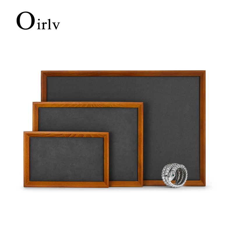 

Oirlv новый большой поднос для ювелирных изделий из массива дерева 45*30*2 см подвесное кольцо демонстрационные подносы из микрофибры для магази...