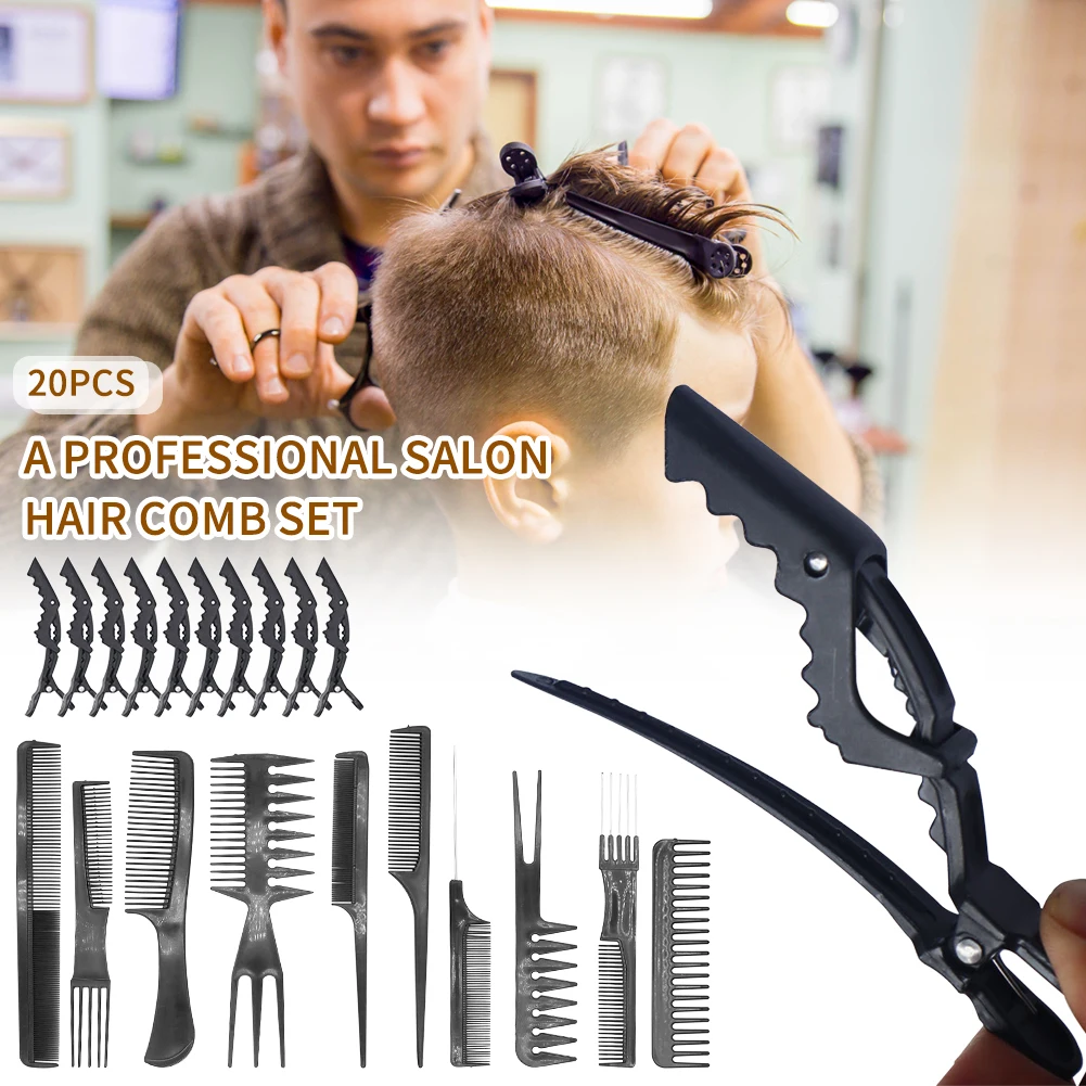 

20pcs Dyeing Hairdressing Accessories Hair Combs Set Styling Tool Trimmer With Alligator Clips Hairbrush Care Salon Professional