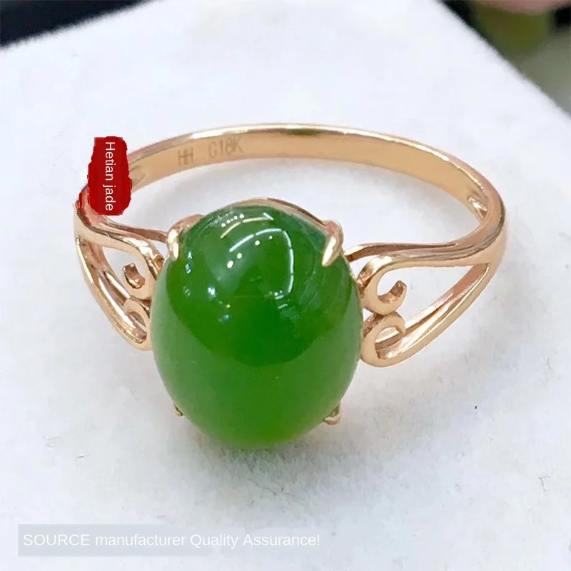 

Сорта хотанской (Hetian) яшмы, 18k Золотое кольцо, аутентичная обувь старого материал зеленое яблоко форма ледяного тонкой и влажный женская изя...