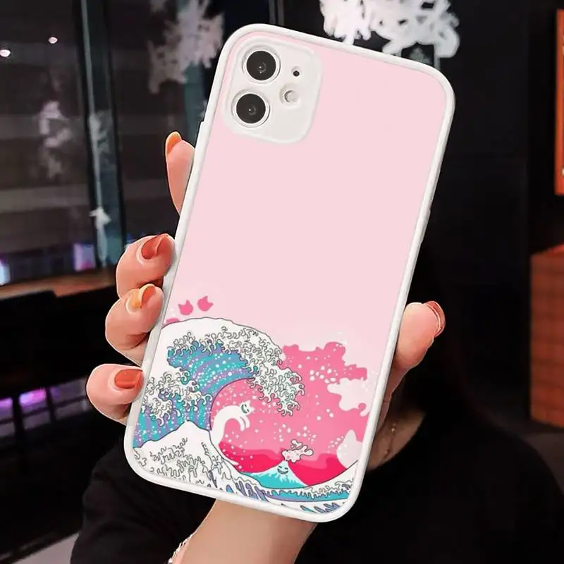 

aesthetic vaporwave sea Japan Phone Case Matte Transparent for iPhone 7 8 11 12 s mini pro X XS XR MAX Plus cover funda