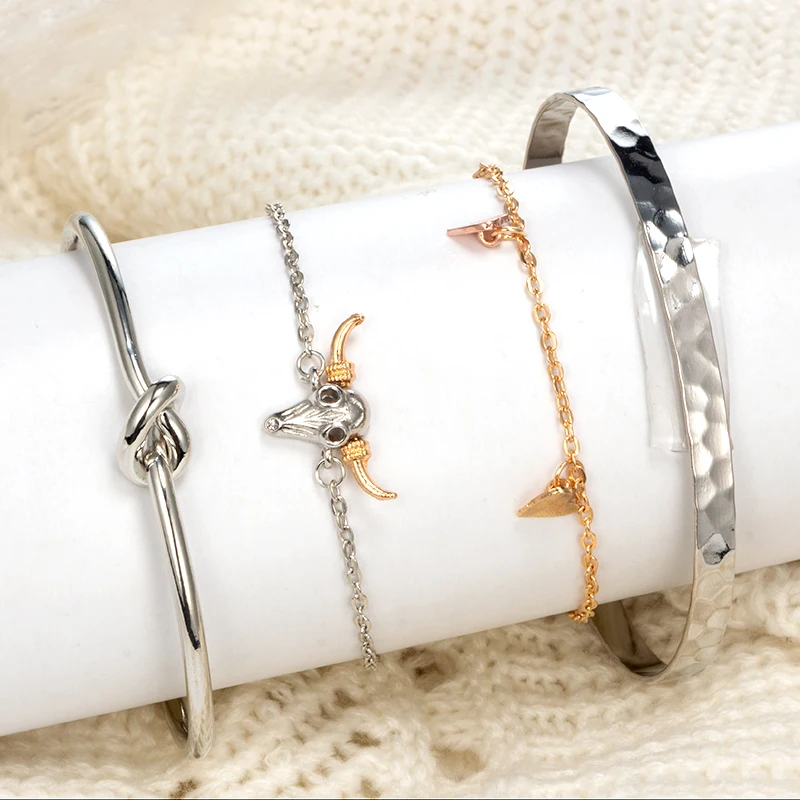 Tocona Elegance Bangle Bracelet for Women Jewelry Gold Silver Color Geometric Leaf Shiny Crystal Stone Animal Open Boho | Украшения и