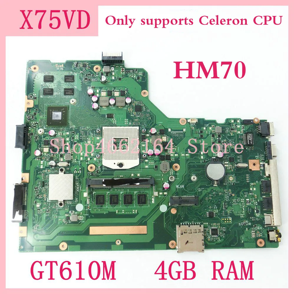 Материнская плата X75VD GT610M 4 Гб RAM HM70 материнская для ASUS X75V X75VC X75VB R704V ноутбука REV 2 0