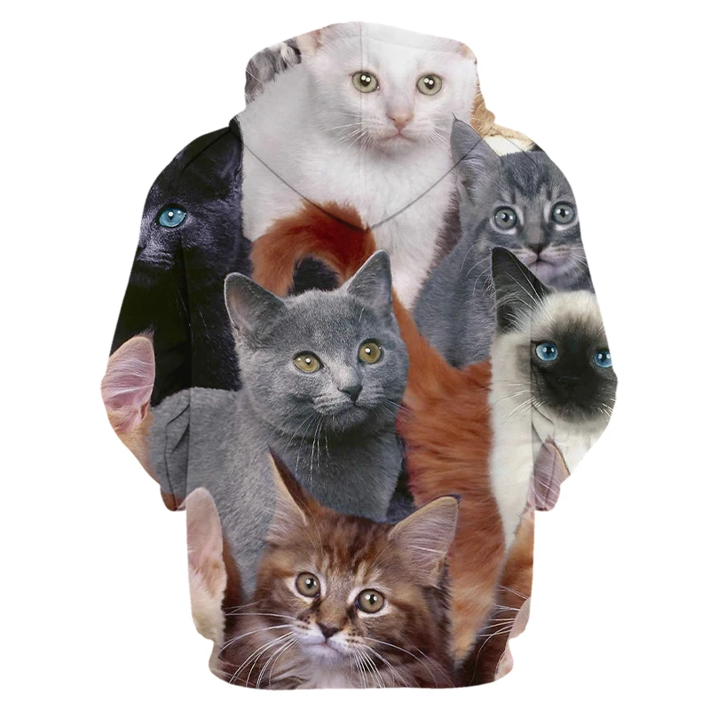 

2021 Springtime New Listing Cute 3D Cat Hoodies Men Women Sweatshirt Harajuku Hooded Autumn Boys Girls Animal White Pullovers