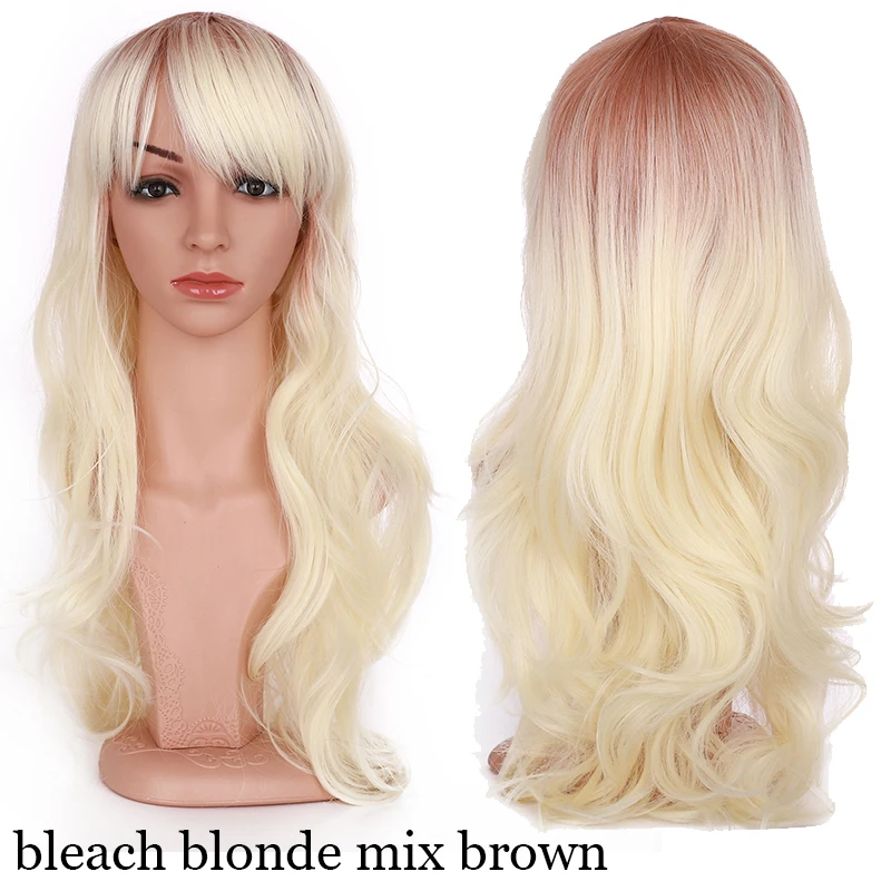 brown to blonde S-noilite синтетические парики Омбре красный розовый фиолетовый зеленый парик длинные волнистые волосы парики косплей парик термостойкие волосы для женщин поддельные волосы - Цвет: brown to blonde