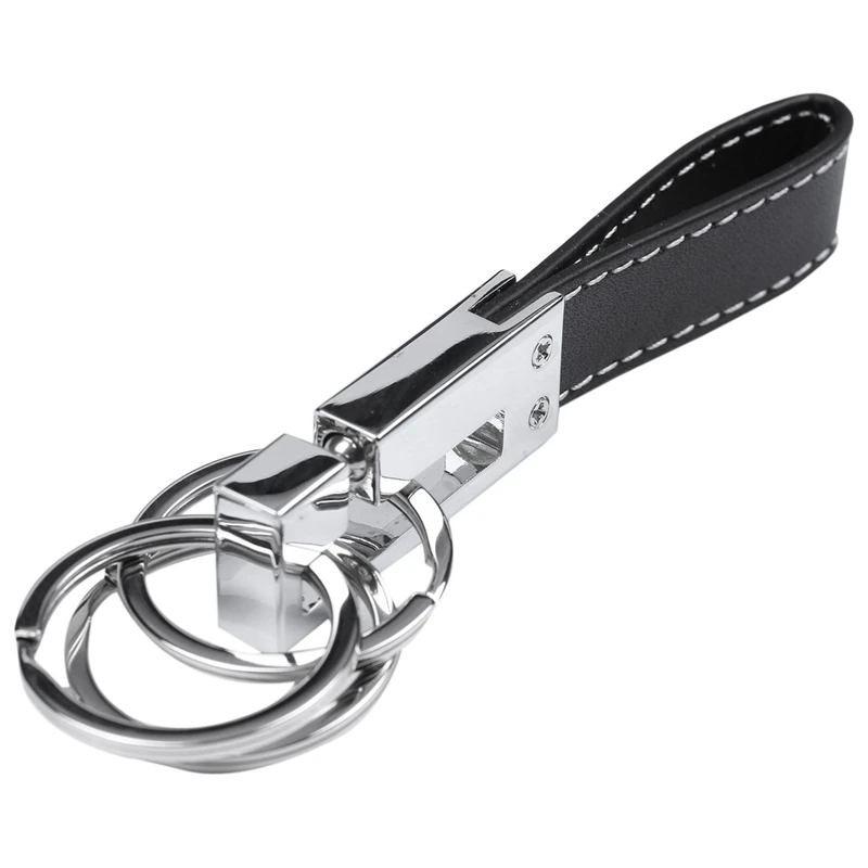 Ремень из натуральной кожи с 3 петлями быстросъемный брелок черный +