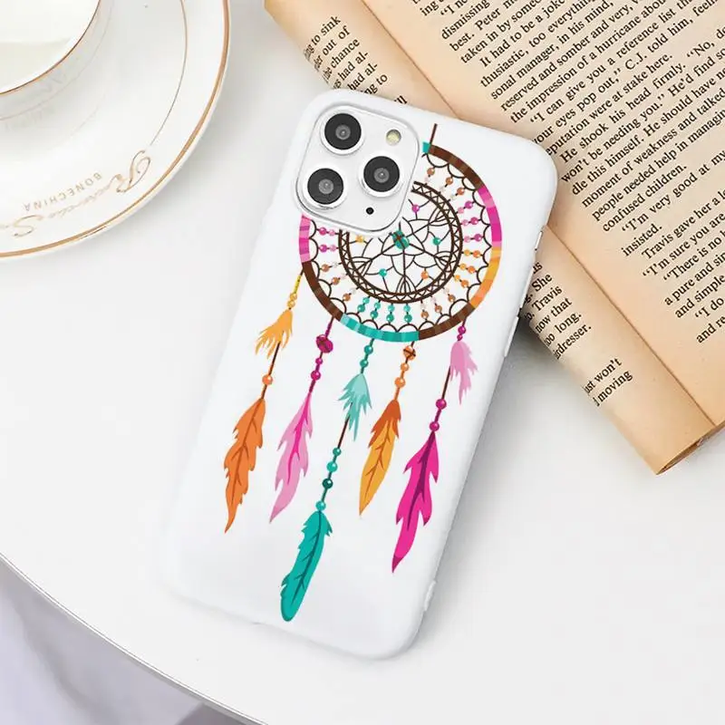 

Dreamcatcher feather Phone Case Candy Color for iPhone 6 7 8 11 12 s mini pro X XS XR MAX Plus