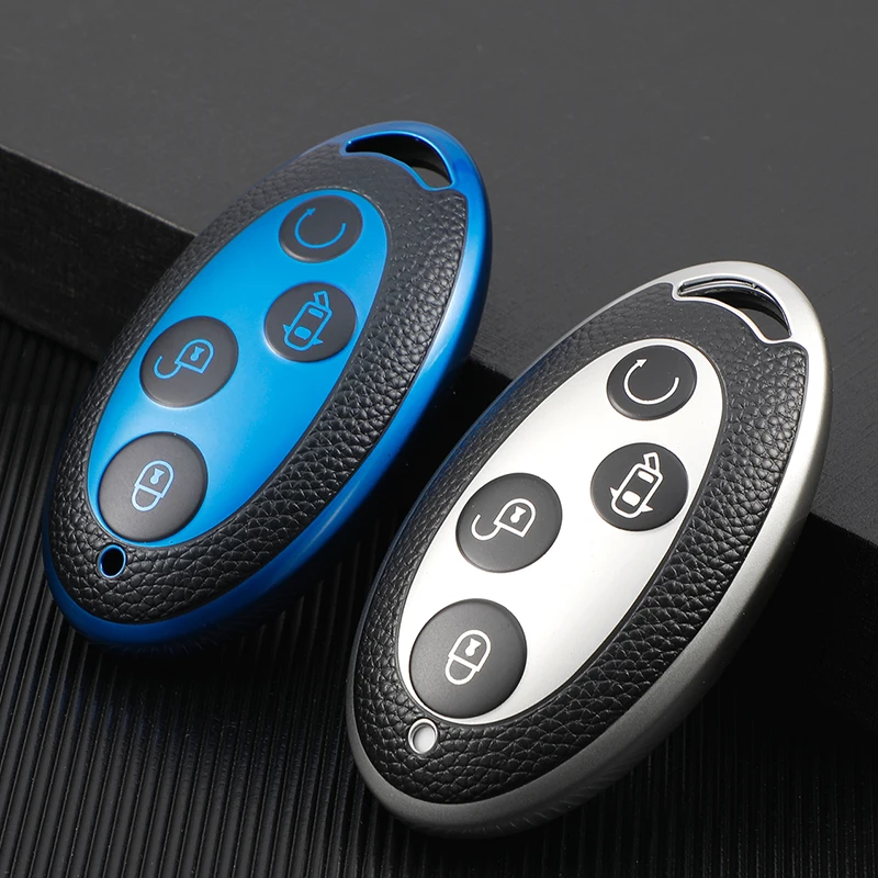 

TPU Leather Car Smart Key Cover Case Shell Holder Fob Bag Keychain for BYD Song Max Yuan S7 Qin 80 Protector Accessories