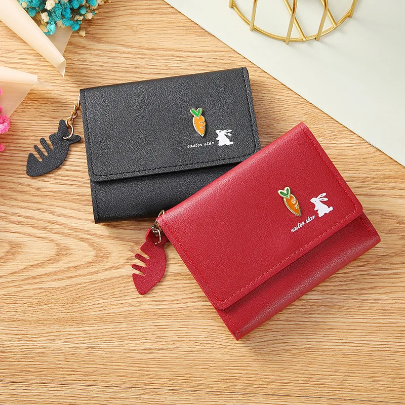 

Rabbit and Carrot Multifunctional Coin Purses Woman Clutch Bag Mini Cute Women Wallets Coin Purse for Lady Card Bag Wallet