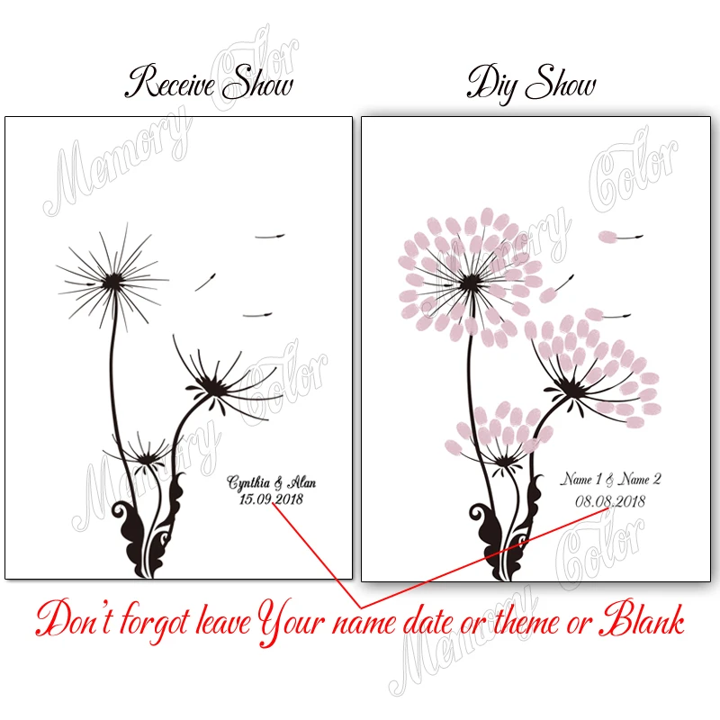 HK172 Персонализированные Имя Дата свадьба автомобиль свадебное дерево отпечаток пальца DIY Гостевая книга холст для украшения свадебной вечеринки(чернильная подушечка в комплекте - Цвет: HK172