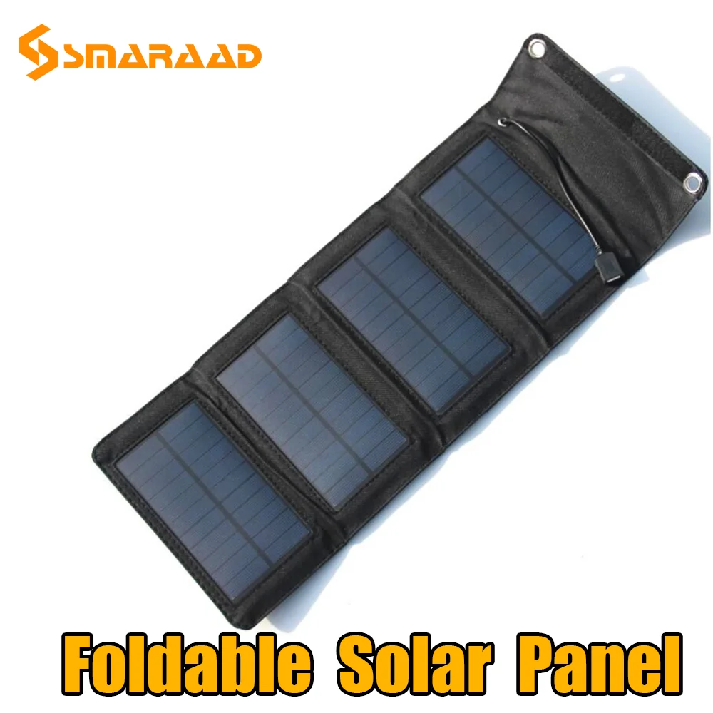 

Foldable Solar Panel 7W 5V Sun power Solar Cells Bank Pack USB Cable Waterproof for Phone Backpack Camping Hiking