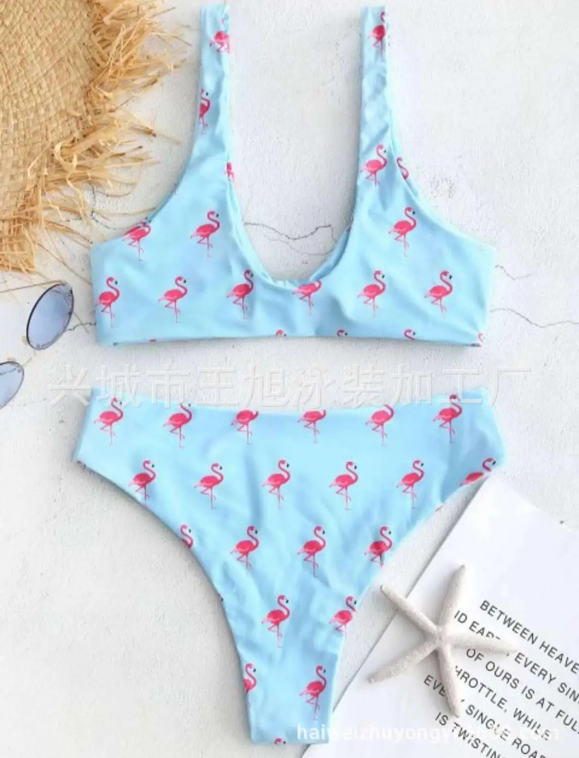 Женский купальник 2020 Раздельный плечевой ремень с принтом фламинго сексуальное