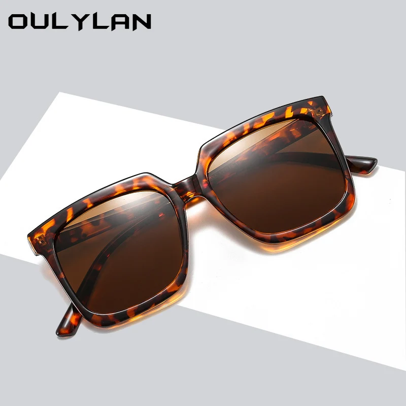 

Солнцезащитные очки Oulylan оверсайз для мужчин и женщин, винтажные брендовые дизайнерские квадратные очки, с леопардовым принтом, с защитой ...