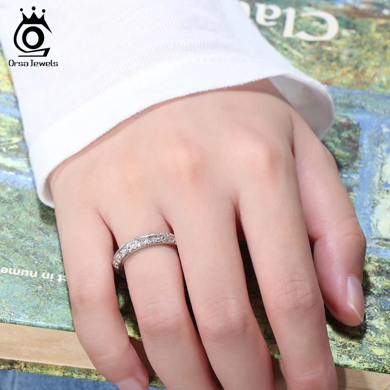 ORSA JEWELS натуральная 925 пробы серебряные кольца для женщин покрыто платиной Вечные