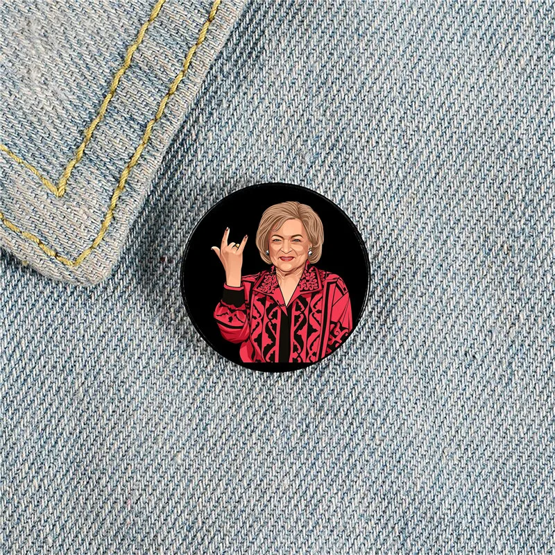 

Betty white golden girls Pin Custom Funny Brooches Shirt Lapel Bag Cute Badge Cartoon Cute Jewelry Gift for Lover Girl Friends