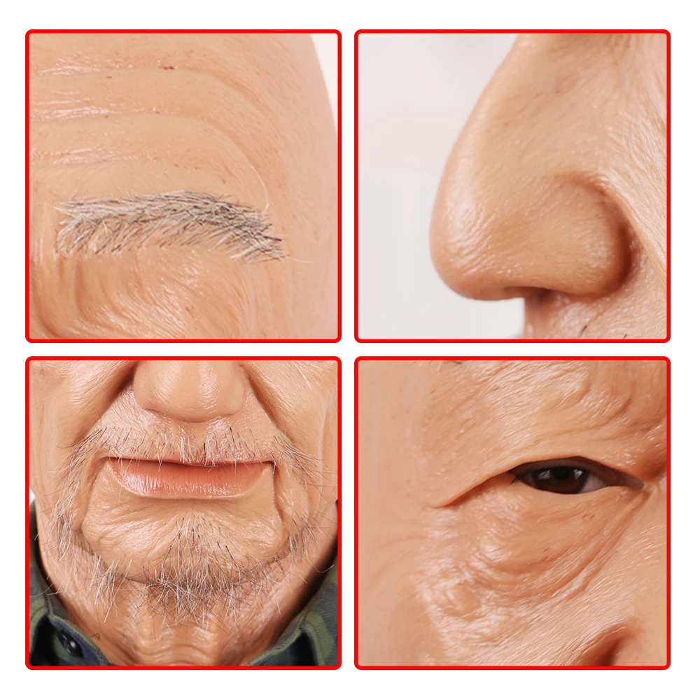 

Old Man William Realistic Silicone , Old Man Face Head Wear for Masquerade Party, Full Head Tricky Props for Cosplay
