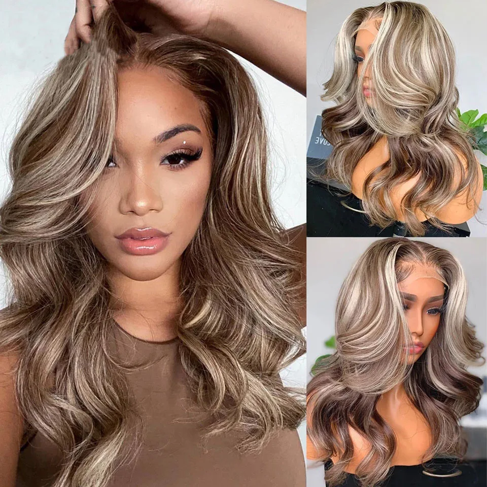 

Highlight Grey Ash Platinum Body Wave 13x4 Transparent Lace Front Human Hair Wig With Baby Hair Straight HD Lace Frontal Wig