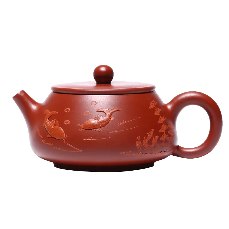 

Red robe clay painted fish fun stone ladle pot set tea set