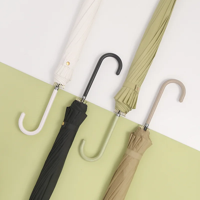 Простой 16K прямой зонт однотонный японский маленький свежий Зонт с длинной