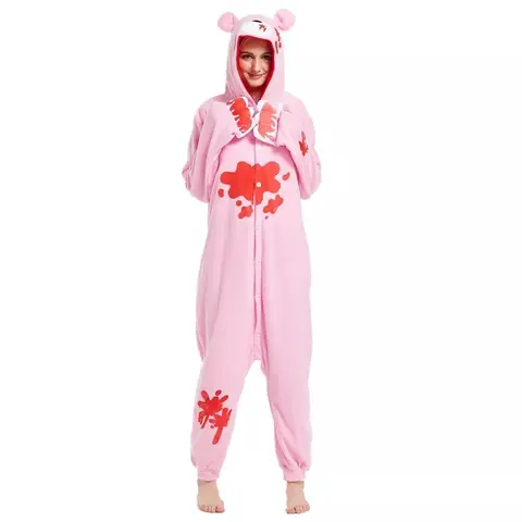 HKSNG Высокое качество Черный Розовый Медведь Полярный теплый флис Взрослые женщины животные комбинезон пижамы Kiguruma домашний костюм косплей пижамы