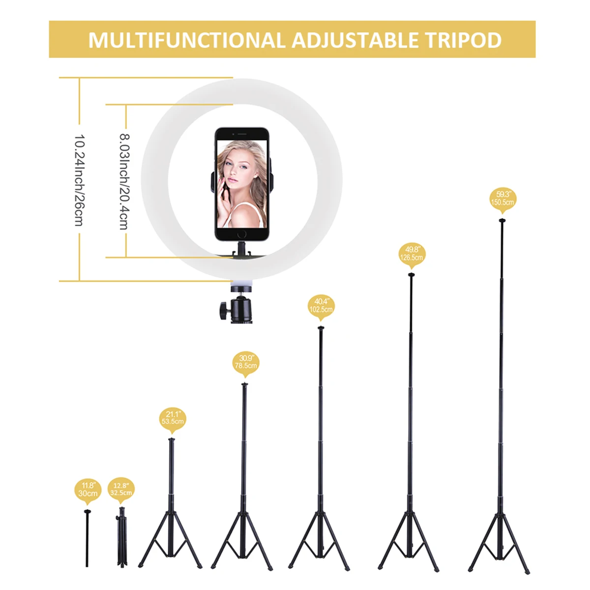 

New 10" LED Ring Light Photographic Selfie Ring Lighting with Stand for Smartphone Youtube Makeup Video Studio Tripod Ring Light