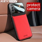 KEYSION Модный чехол для Samsung S22 Ultra 5G S22 Pro S21 Plus S20 + FE кожаный стеклянный противоударный чехол для телефона для Galaxy Note 20