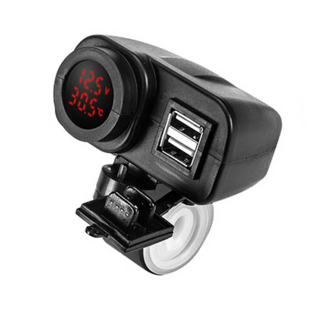 

Зарядное устройство USB для мотоцикла, 12 В, 2,1 А + 2,1 а с цифровым вольтметром и термометром