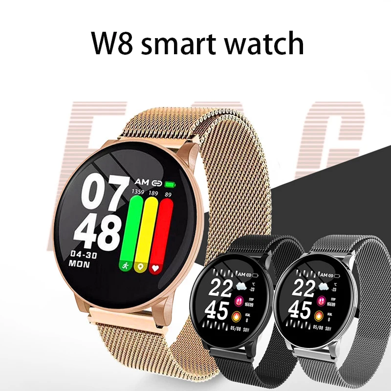 

W8 Sport Smart Watch Bracelet Round Bluetooth IP67 Waterproof Smartwatch Women's Men's Fitness Tracker Watches For All Phone