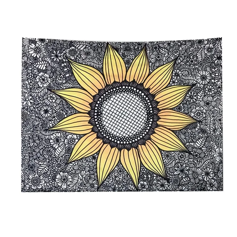 

Подвесной гобелен в виде подсолнуха, настенный гобелен для спальни, гобелены, декор для гостиной, коврик-занавеска для пикника
