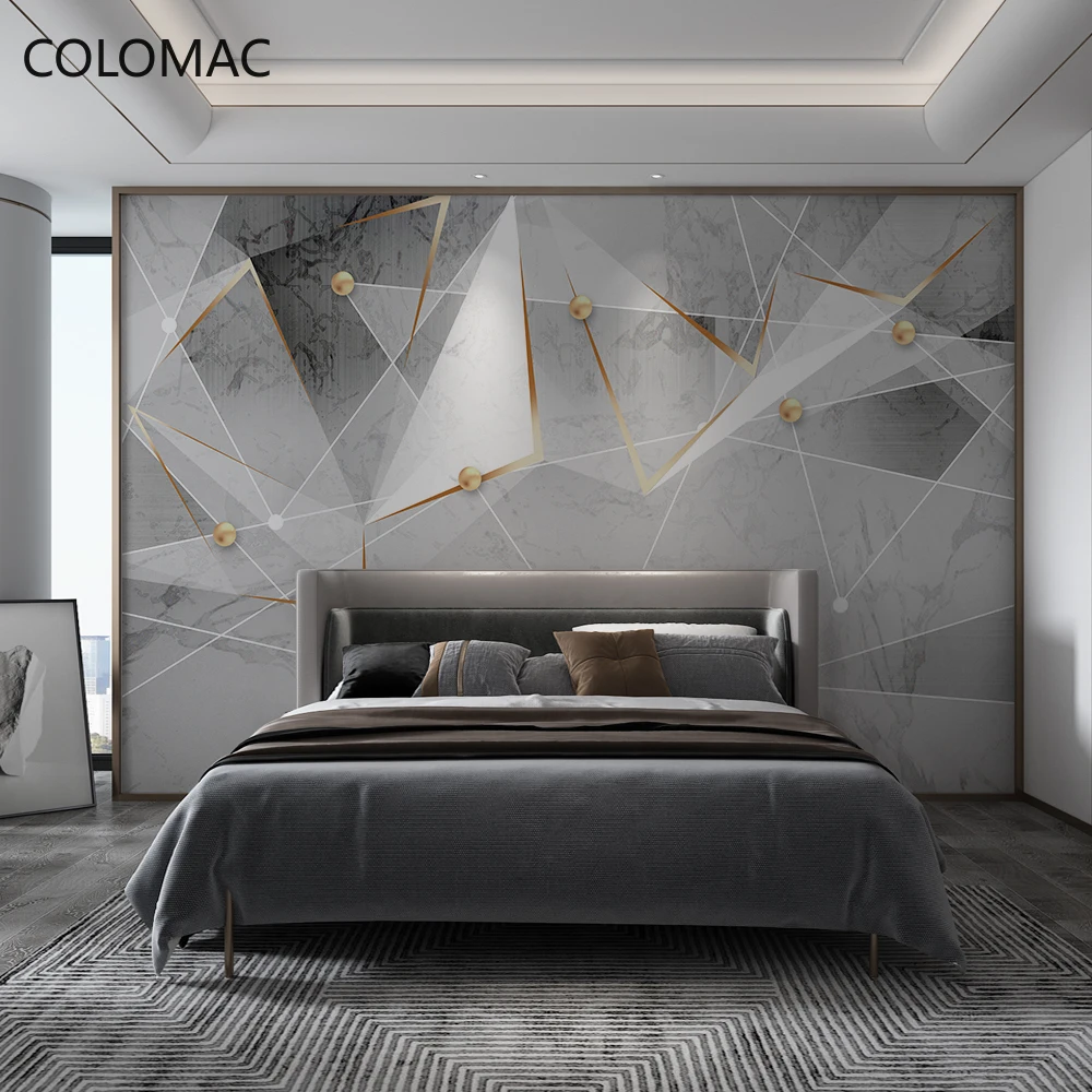 

Colomac Custom Nordic Light Luxury Modern Minimalist Living Room Background Wallpaper Geometric Gray Lines Mural Dropshipping