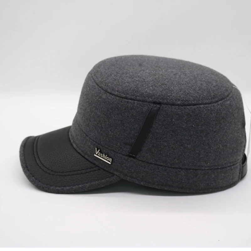 Мужские осенние и зимние военные кепки из искусственной кожи с регулируемой