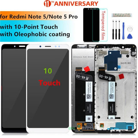 Оригинальный Для Xiaomi Redmi Note 5 ЖК-дисплей Дисплей Сенсорный экран Стекло Панель планшета с рамкой сборки Ремонт Запасные части Redmi Note 5 Pro LCD Display
