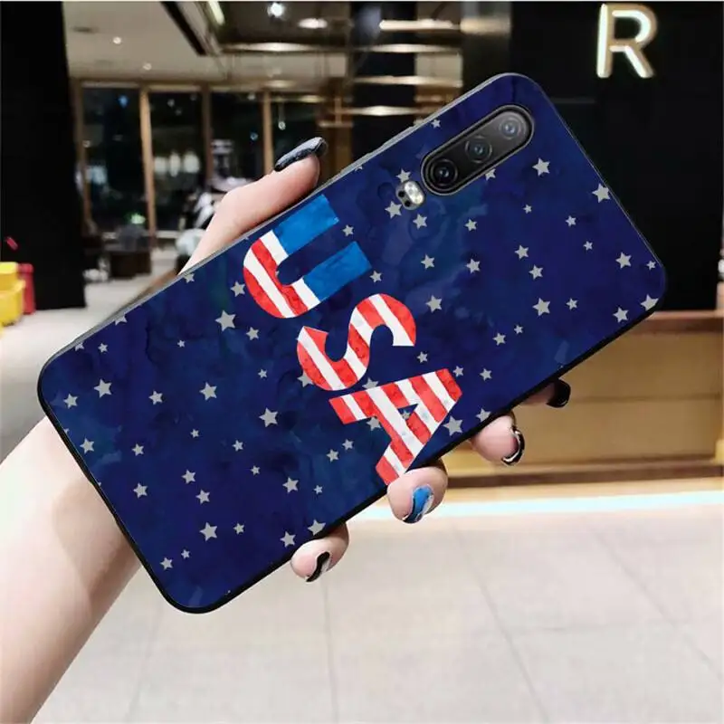 Мягкий силиконовый черный чехол для телефона с американским флагом США Huawei P40 P30