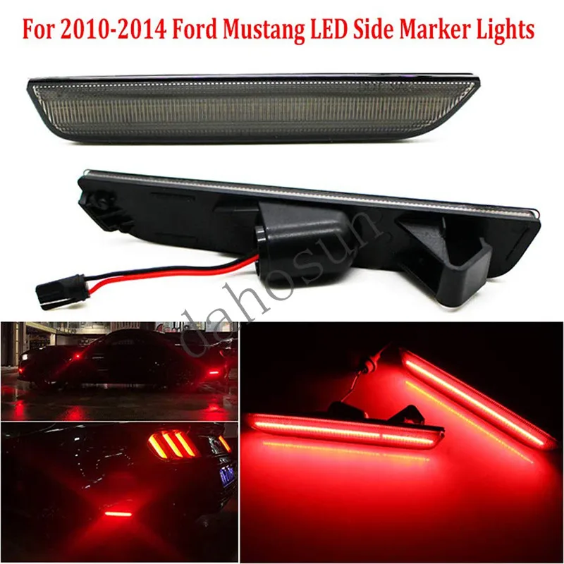 

2PCX for Ford Mustang led Side Marker light Sidelight 10-14 white smoke red shell