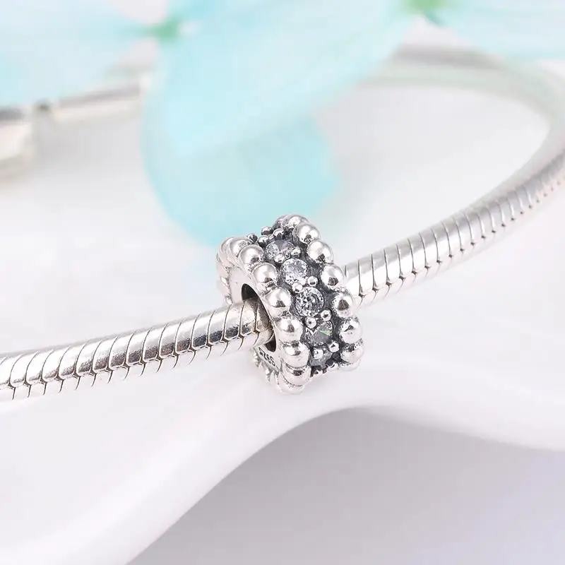 

2021 New 925 Sterling Silver white Enamel flower fine spacer Beads DIY Fit Original Women Women Charm Bracelet Jewelry making