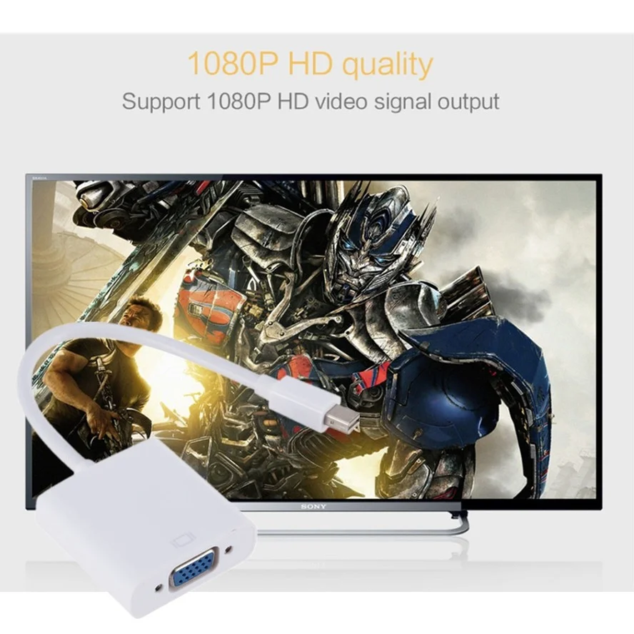 Переходник Mini DP на VGA переходник с Displayport Thunderbolt D-Sub кабели 1080P для Macbook Pro Air iMac Mac |