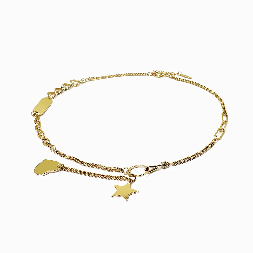 

Punk Fashion Heart Star Pendant Necklace For Women Men Unisex Wedding Boho Chain Choker Chunky Party Jewelry