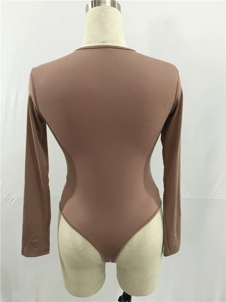 Black White Long Sleeve Bodysuit Tops Women Winter Female Body Suit Overalls Women Leotards combinaison short femme DW611
