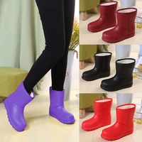 winter warm waterproof women fur boots high heel fashion solid ladies rain platform shoes eva girls ankle snow boots black