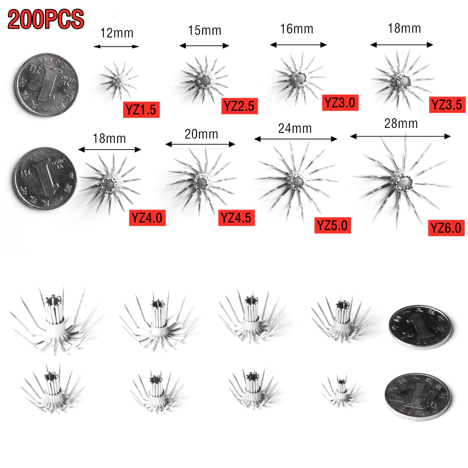 200pcs правый угол море иглы 12-28 мм нержавеющая сталь крючки с блесной в виде