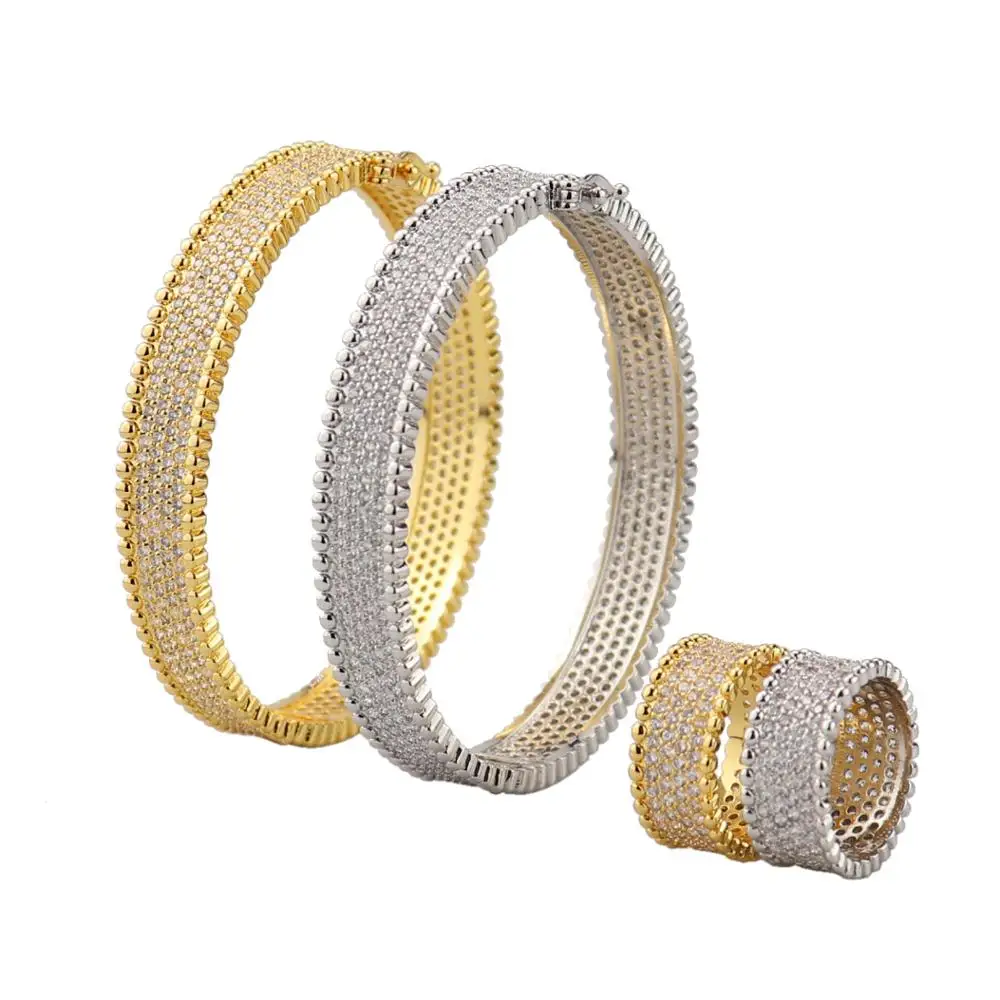 

Tengci Luxury fashion classic copper Zircon Bracelet with ring set Dubai women wedding party gift jewelry