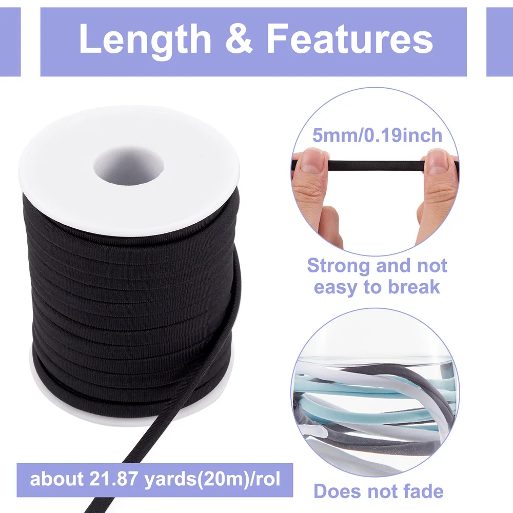 20 метров/ролл 5мм Мелкая Нейлоновая Шнурок Мягкая Эластичная Нить для Браслетов Ручной работы, Бисероплетения, Изготовление Плетеных Украшений, Шитья 21 Цвет.