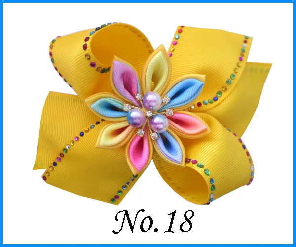 8 BLESSING Good Girl 4.5&quot Coral Hair Bow Clip Rainbow Rhinestone Pearl Flower | Аксессуары для одежды